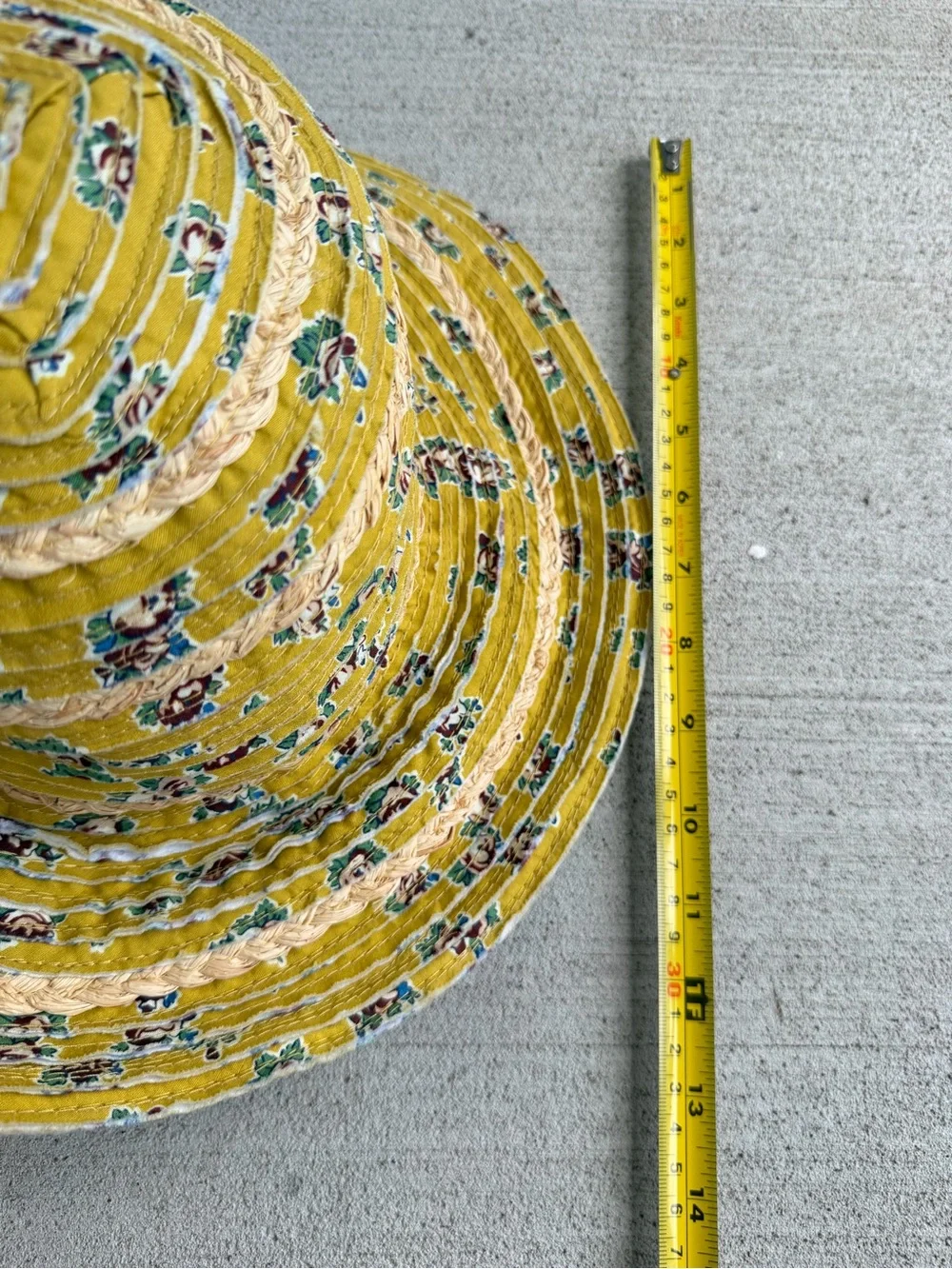 Rare Tory Burch Early 2010s Floral Raffia Wide Brim Sun Hat Tie Strap OS